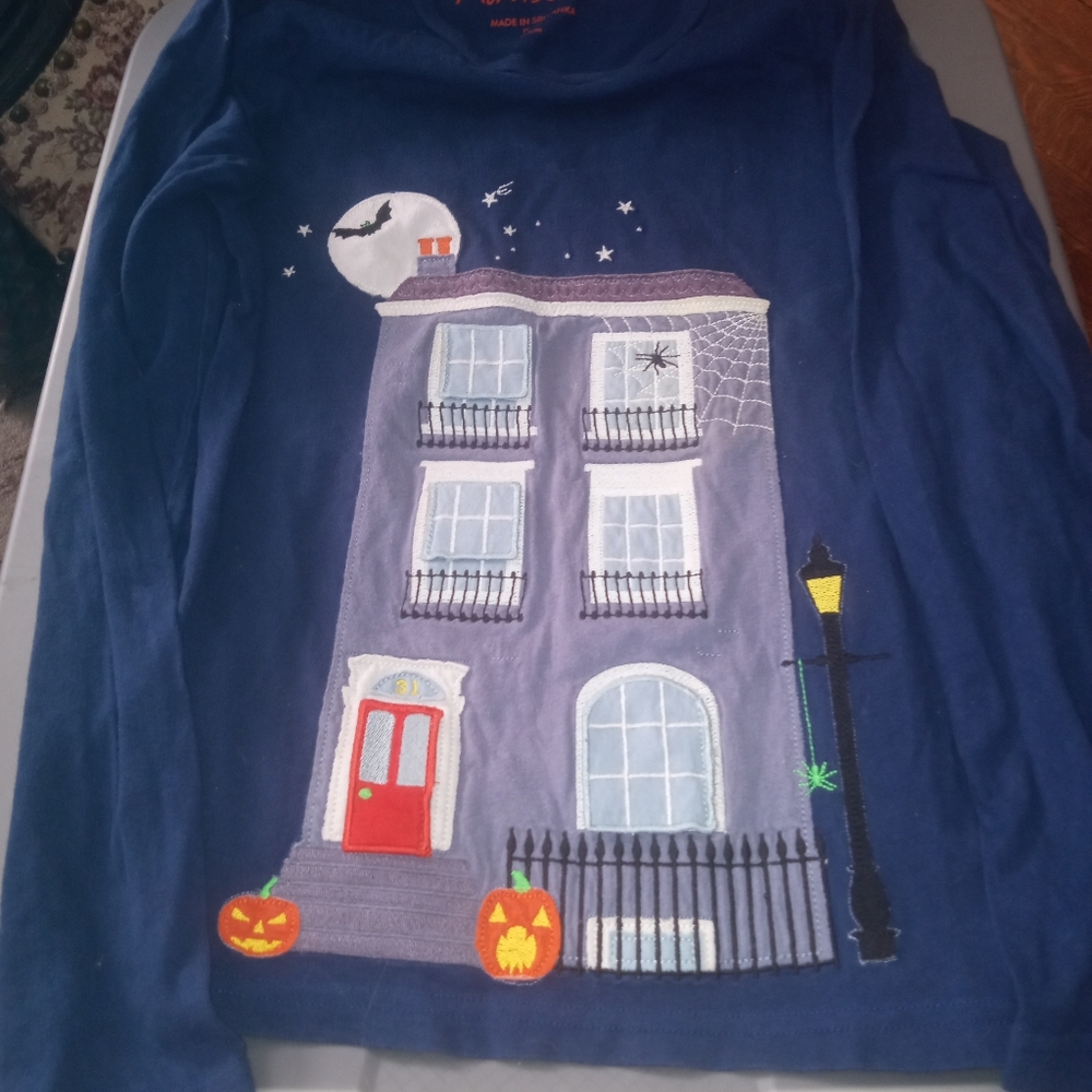 Mini Boden Navy Halloween Long Sleeve Shirt Cotton Applique 11-12 Years - Picture 3 of 4